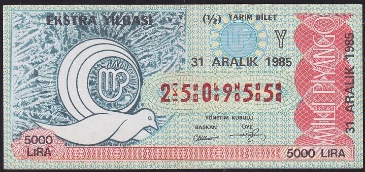 1985 31 Aralık Yarım Bilet - Y Serisi - Ekstra Yılbaşı