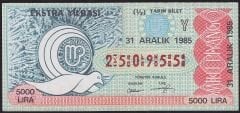 1985 31 Aralık Yarım Bilet - Y Serisi - Ekstra Yılbaşı