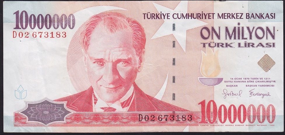7.Emisyon 10 000 000 Lira D02 673183 Çok Temiz