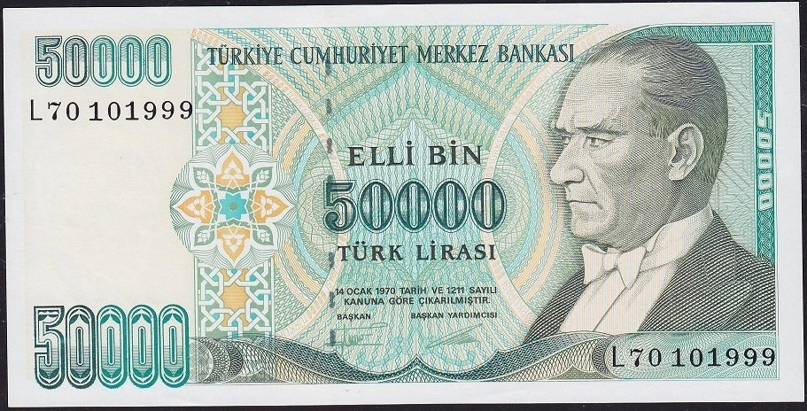 7.Emisyon 2.Tertip 50000 Lira L70 101999 Çilaltı