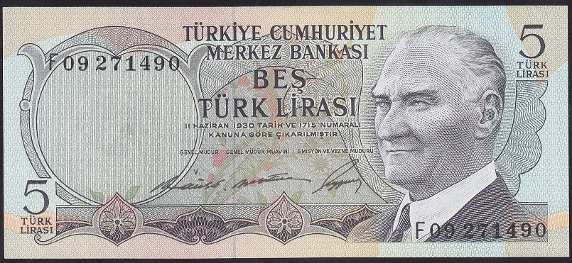 6.EMİSYON 1.TERTİP 5 LİRA F09 271490 ÇİL