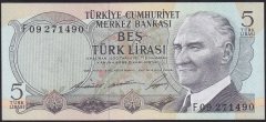 6.EMİSYON 1.TERTİP 5 LİRA F09 271490 ÇİL