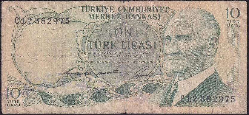 6.EMİSYON 1.TERTİP 10 LİRA C12 382975 HALİYLE
