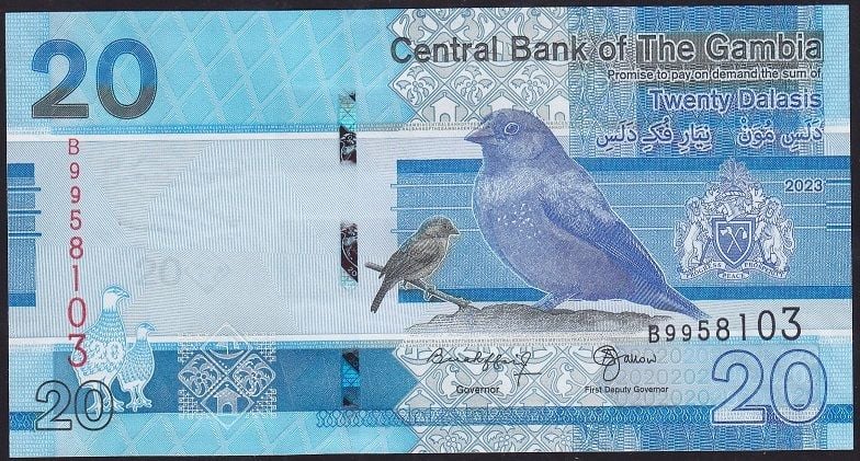 Gambia 20 Dalasis 2023 Çil Pick 39c