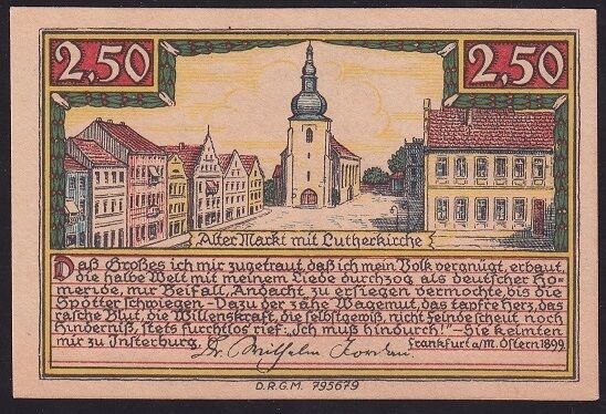 Almanya 2.50 Mark Notgeld 1920 Çil