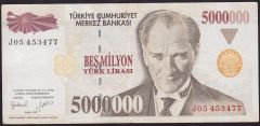 7.Emisyon 5 000 000 Lira J05 453477 Çok Temiz