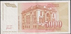 Yugoslavya 5000 Dinar 1993 Çok Çok Temiz  Çilaltı