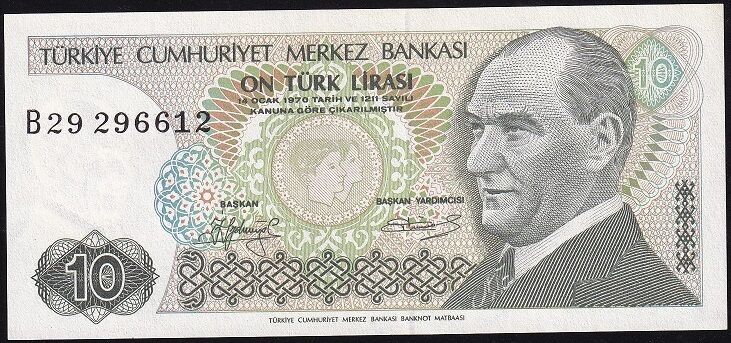 7.Emisyon 1.Tertip 10 Lira B29 296612 Çil