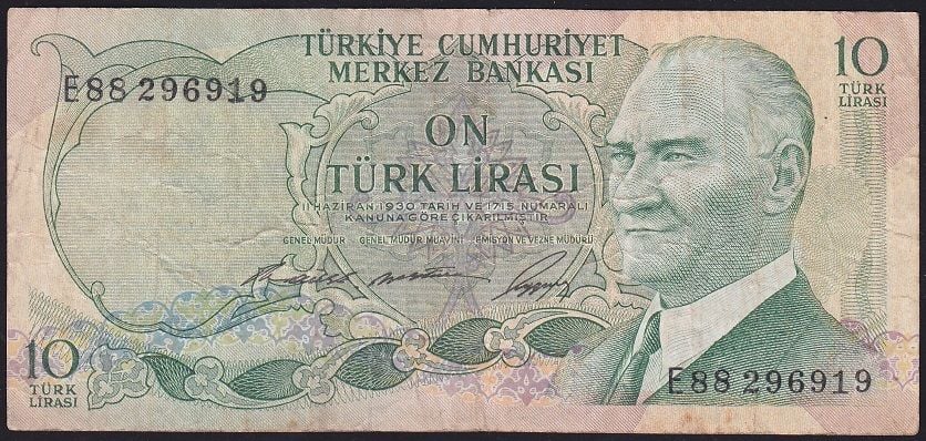6.Emisyon 1.Tertip 10 Lira E88 296919 Çok Temiz