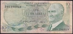 6.Emisyon 1.Tertip 10 Lira E88 296919 Çok Temiz