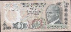 6.Emisyon 3.Tertip 100 Lira J04 865968 Çok Temiz