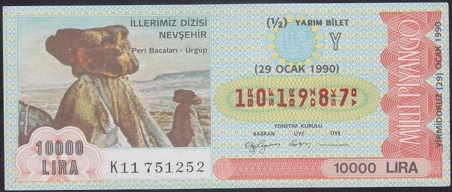 1990 29 OCAK YARIM BİLET - Y SERİSİ