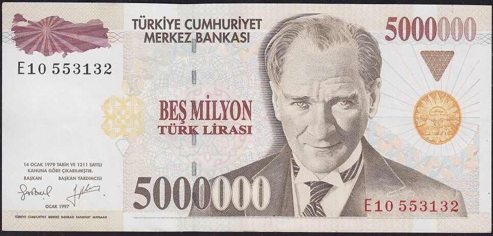 7.Emisyon 5 000 000 Lira E10 553132 Çok Çok Temiz+