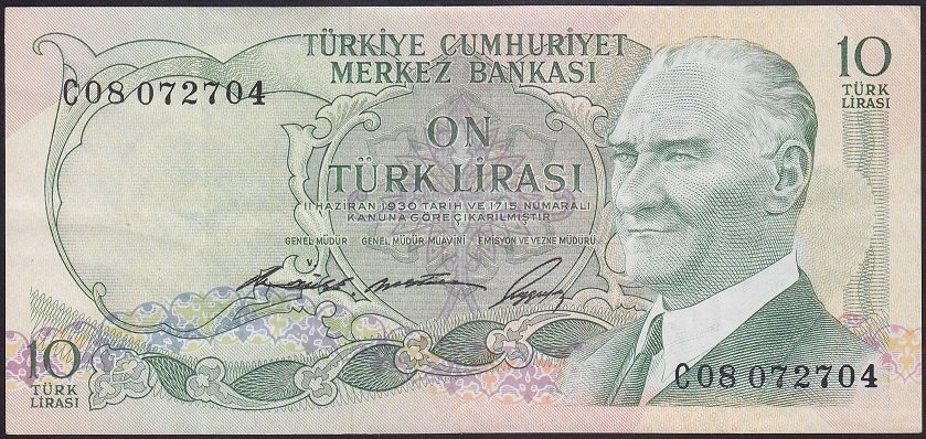 6.EMİSYON 1.TERTİP 10 LİRA C08 072704 ÇOK TEMİZ +