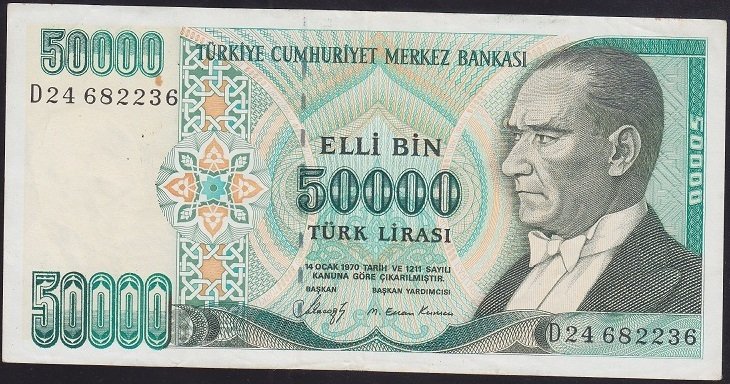 7.EMİSYON 1.TERTİP 50000 LİRA D24 682236 ÇÇT +