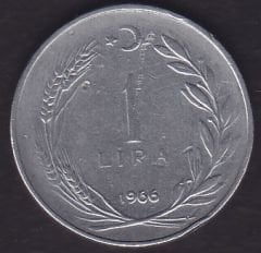 1966 Yılı 1 Lira Ters