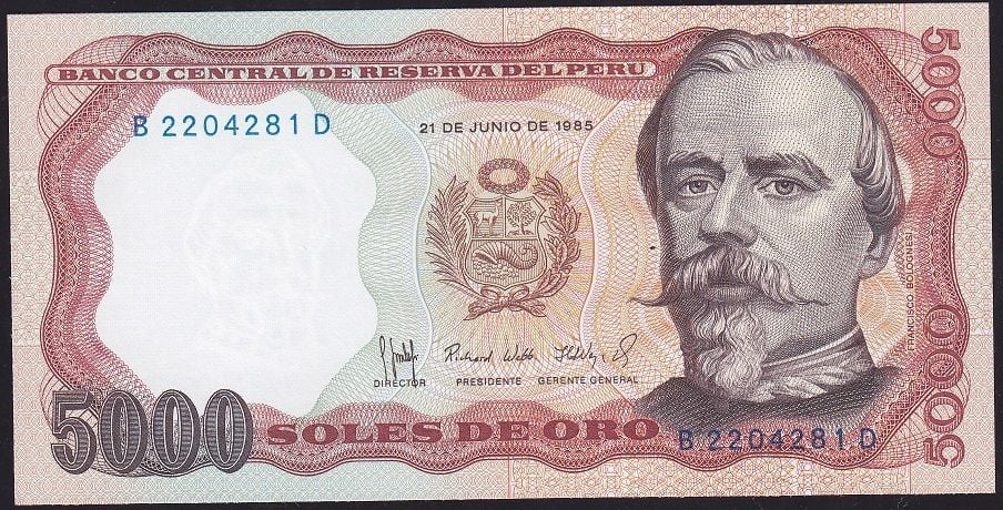 Peru 5000 Soles 1985 Çil Pick 117c