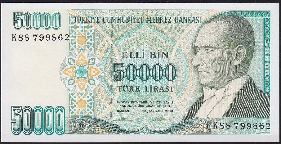 7.Emisyon 2.Tertip 50000 Lira K88 799862 Çil