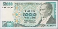 7.Emisyon 2.Tertip 50000 Lira K88 799862 Çil