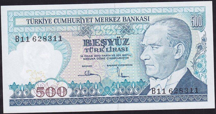 7.Emisyon 1.Tertip 500 Lira B11 628311 Çil