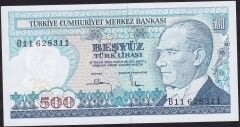 7.Emisyon 1.Tertip 500 Lira B11 628311 Çil
