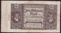 ALMANYA 2 MİLYON MARK  1923 TEMİZ eski kağıt paralar
