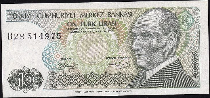 7.Emisyon 1.Tertip 10 Lira B28 514975 Çil