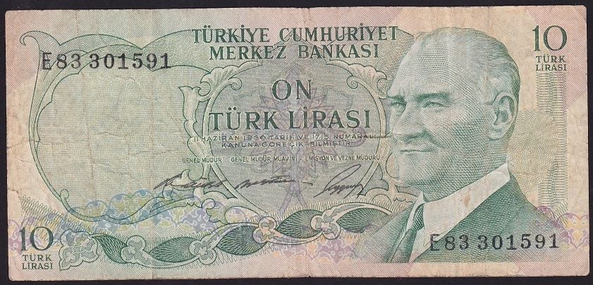 6.Emisyon 1.Tertip 10 Lira E83 301591 Çok Temiz