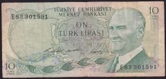 6.Emisyon 1.Tertip 10 Lira E83 301591 Çok Temiz