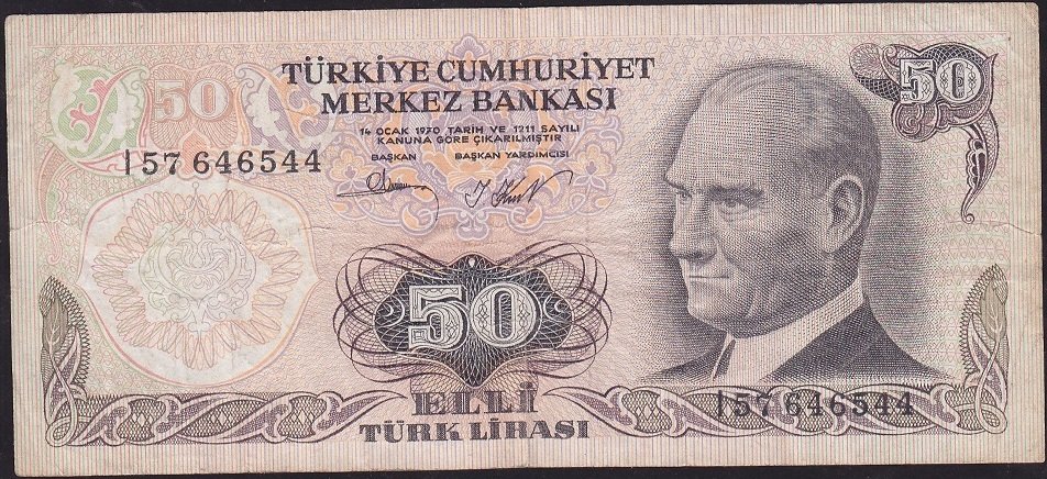 6.Emisyon 2.Tertip 50 Lira I57 646544 Çok Temiz