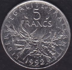 Fransa 5 Frank 1992