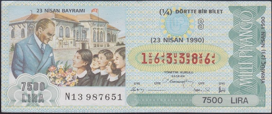 1990 23 NİSAN ÇEYEREK BİLET - S SERİSİ