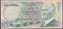 6.EMİSYON 1.TERTİP 10 LİRA C06 444216 ÇOK TEMİZ + eski kağıt para lan yerler