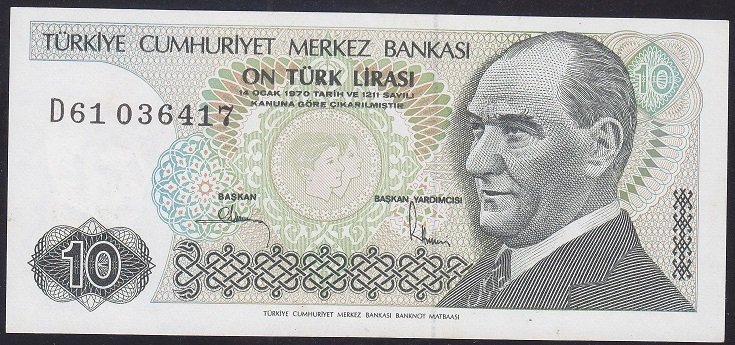 7.EMİSYON 2.TERTİP 10 LİRA D61 036417 ÇİLALTI