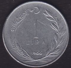 1966 Yılı 1 Lira Düz