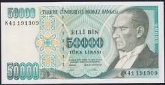 7.Emisyon 2.Tertip 50000 Lira K41 191309 Çil