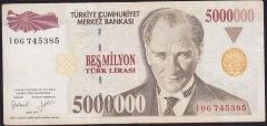7.Emisyon 5 000 000 Lira I06 745385 Çok Temiz+