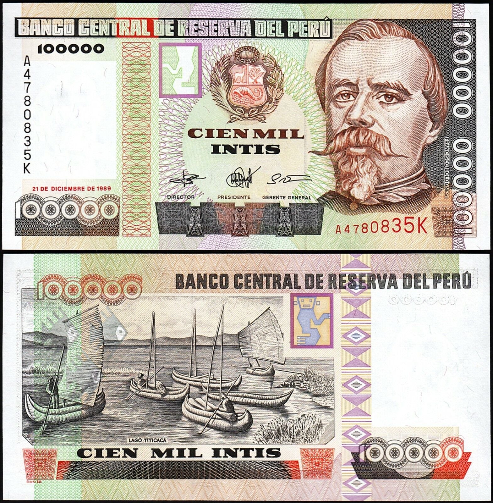 Peru 100000 Soles 1989 Çil Pick 145