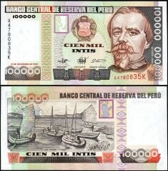 Peru 100000 Soles 1989 Çil Pick 145