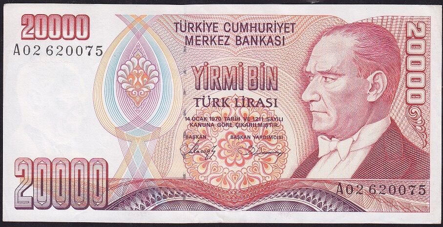 7.Emisyon 1.Tertip 20000 Lira A02 620075 Ççt Çilaltı