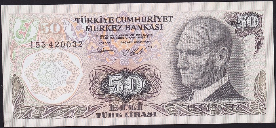6.Emisyon 2.Tertip 50 Lira I55 420032 Çok Temiz+