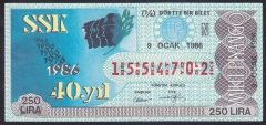 1986 9 OCAK ÇEYREK BİLET N SERİSİ