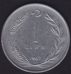 1967 Yılı 1 Lira Ters