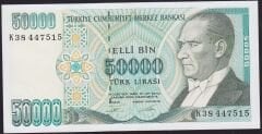 7.Emisyon 2.Tertip 50000 Lira K38 447515 Çil