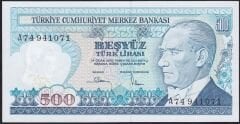 7.Emisyon 1.Tertip 500 Lira A74 941071 Çil