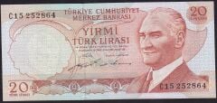 6.Emisyon 2.Tertip 20 Lira C15 252864 Çilaltı