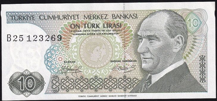 7.Emisyon 1.Tertip 10 Lira B25 123269 Çilaltı Çil