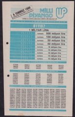 1989 9 TEMMUZ PİYANGO LİSTESİ