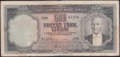 5.EMİSYON 2.TERTİP 500 LİRA H20 01376 TEMİZ +