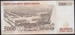 7.Emisyon 5 000 000 Lira F60 465421 Çok Temiz+